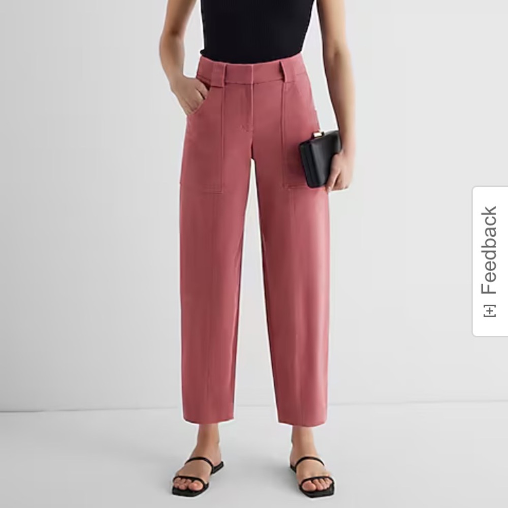 Express Super High Waisted Cropped Utility Trouser Pant